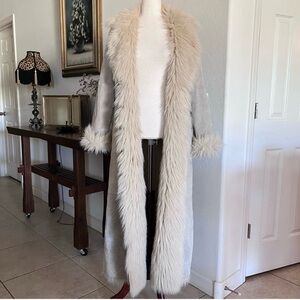 Penny Lane, Afghan, Elegant Long Faux Fur Trim Coat